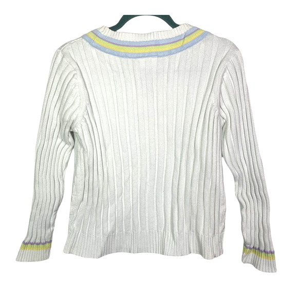 RUSS Liz Claborne Vintage V-Neck Tennis Sweater, Size M - Picture 3 of 4
